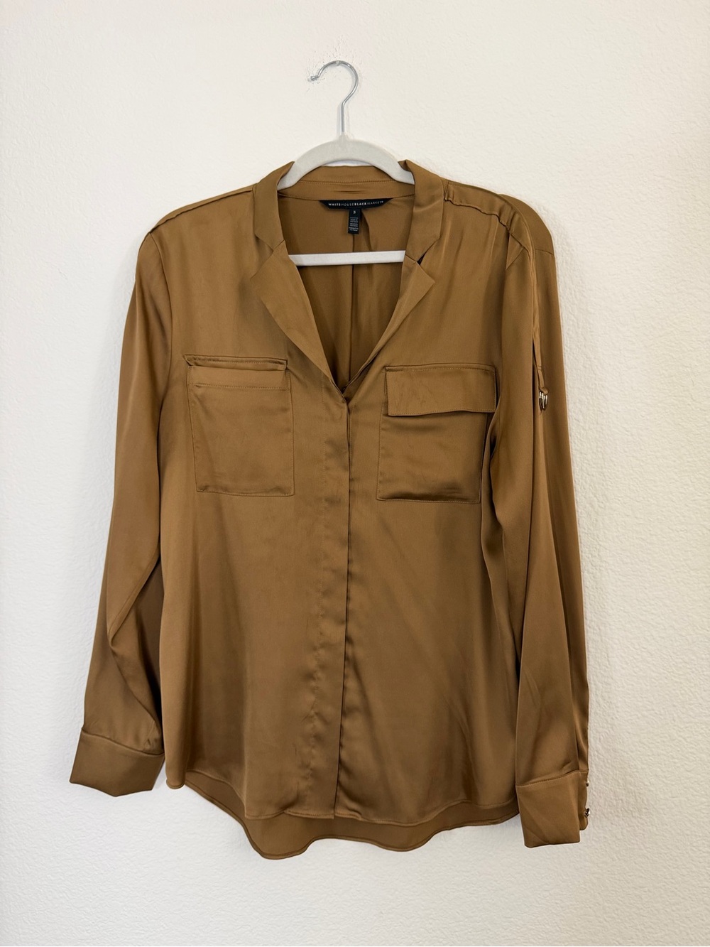 White House Black Market Copper Button-Front Utility Blouse